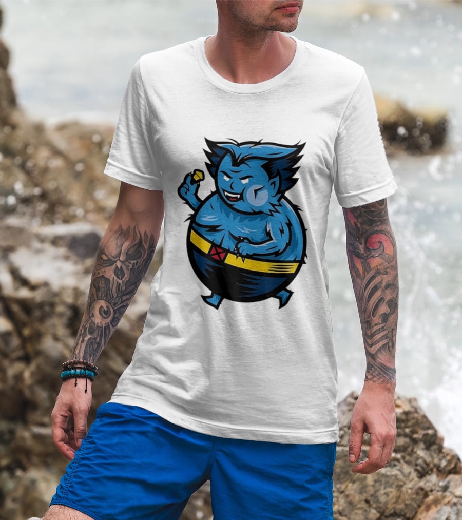 X Men Beast Caricature Cartoon Blue Character Cupcake T-Shirt