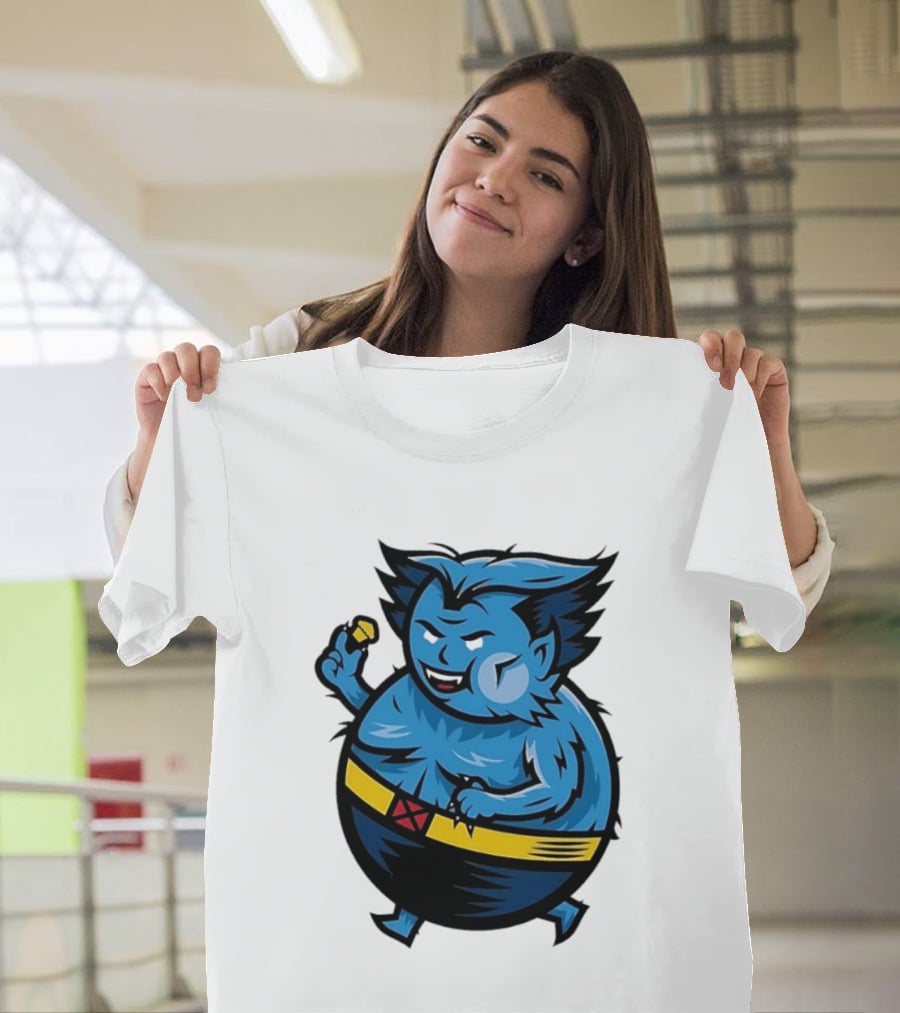 X Men Beast Caricature Cartoon Blue Character Cupcake T-Shirt