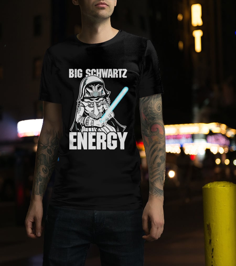 Big Schwartz Energy Dark Helmet Glowing Blue Sword T-Shirt