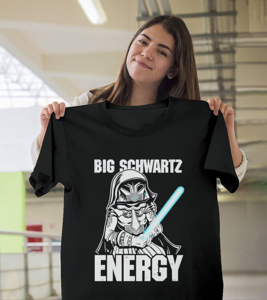 Big Schwartz Energy Dark Helmet Glowing Blue Sword T-Shirt