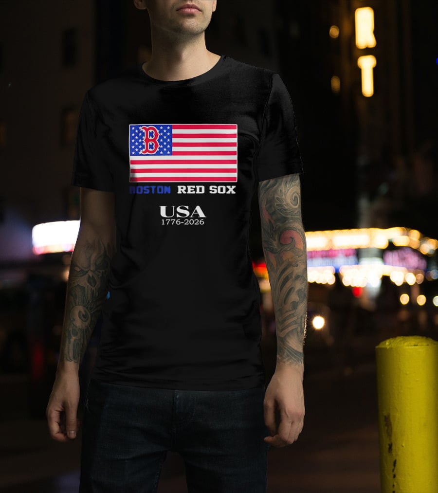 Boston Red Sox USA 1776 2026 American Flag White Stars T-Shirt