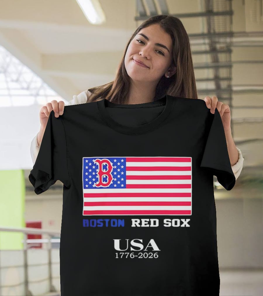 Boston Red Sox USA 1776 2026 American Flag White Stars T-Shirt