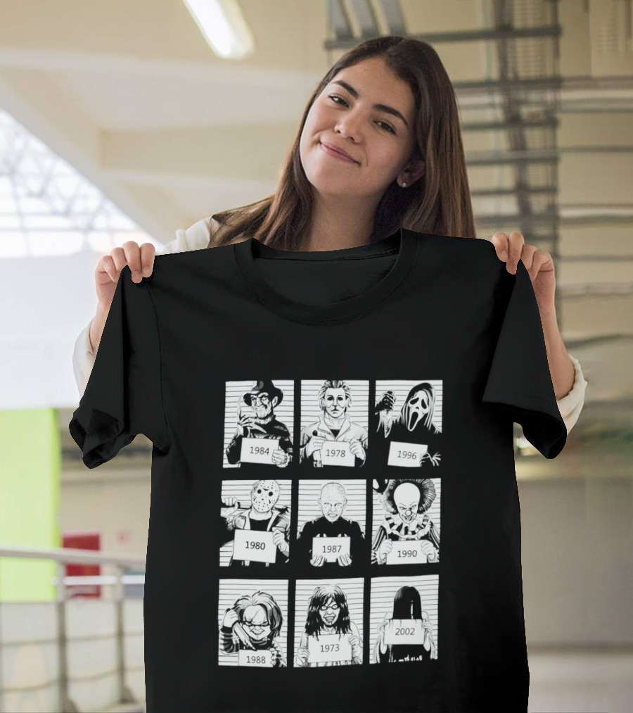 Horror Movie Villain Shot Infamous Characters Collage T-Shirt