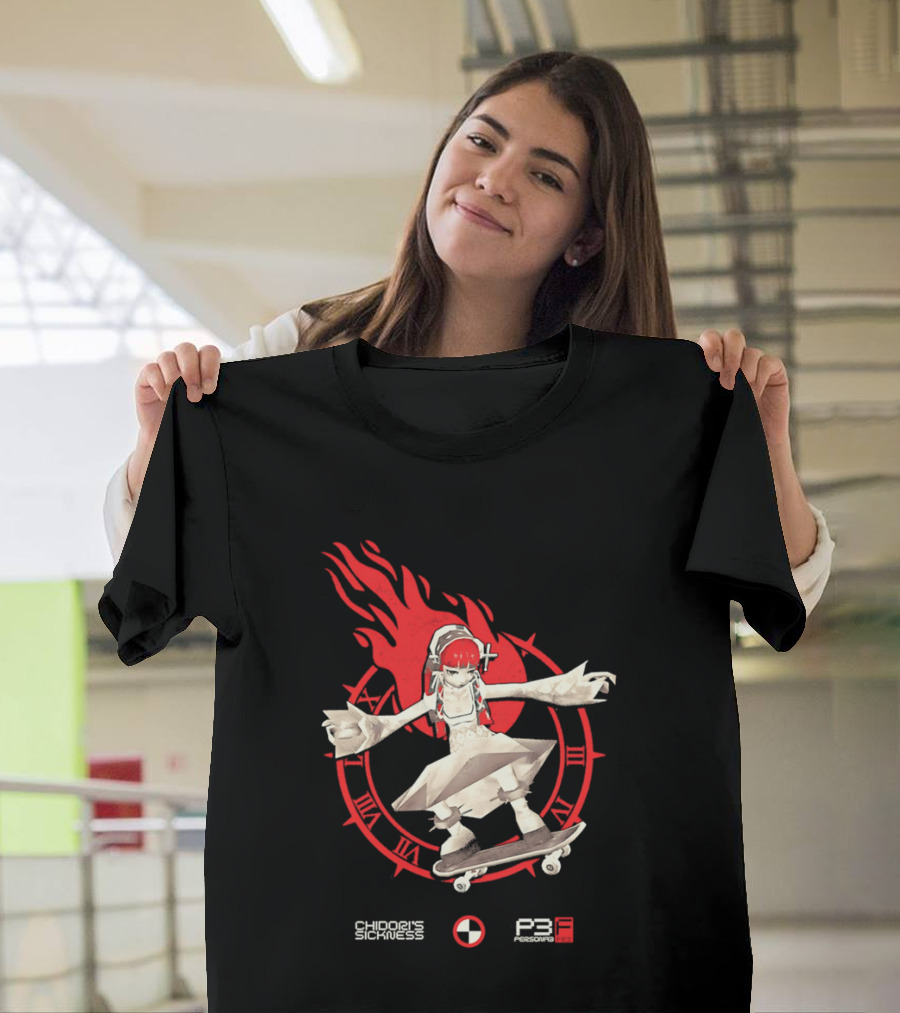 Chidoris Sickness Persona3 Fes P3F Flame Skater T-Shirt