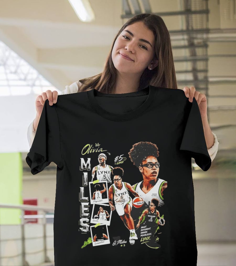 Olivia Miles No 5 Minnesota Lynx Fearless Driven Determined T-Shirt