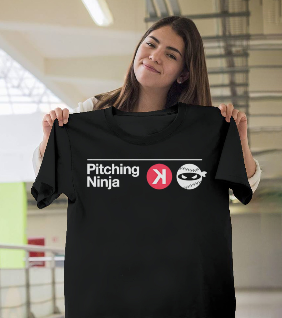 Pitching Ninja Backward K Baseball Mask White Red T-Shirt