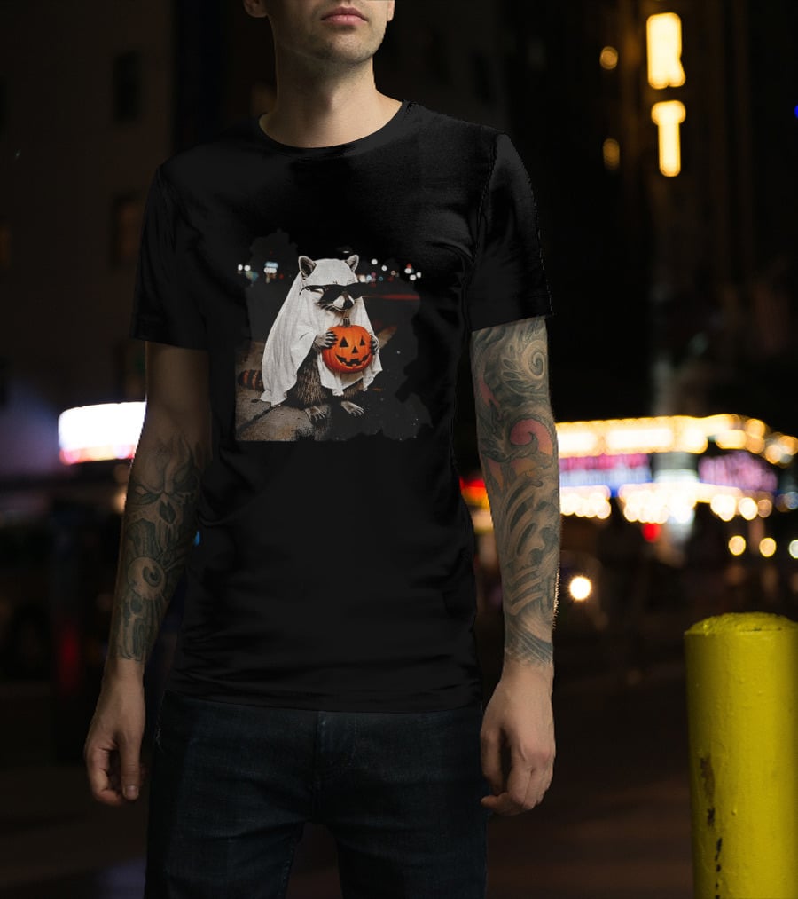 Raccoon Ghost Trick Or Treat Spooky Season Halloween T-Shirt