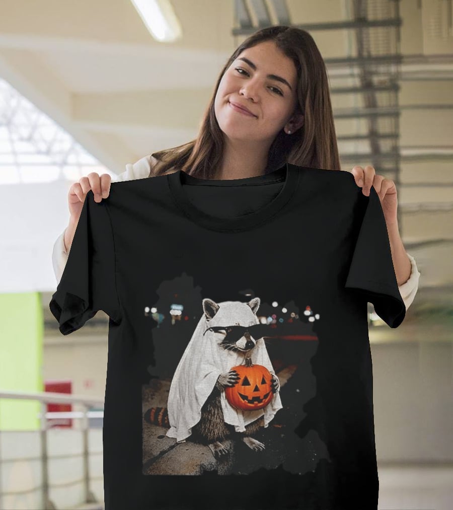 Raccoon Ghost Trick Or Treat Spooky Season Halloween T-Shirt