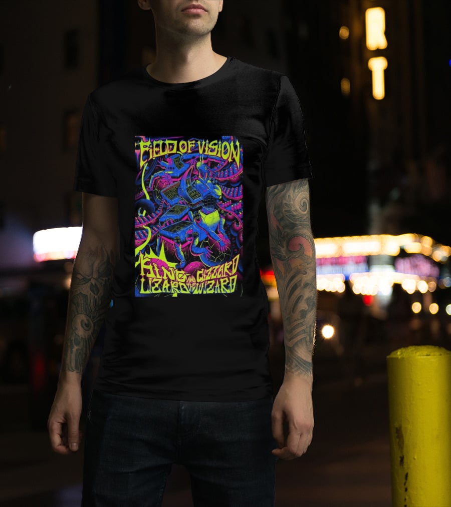 King Gizzard And The Lizard Wizard 2026 Field Of Vision Neon Psychedelic Robot T-Shirt