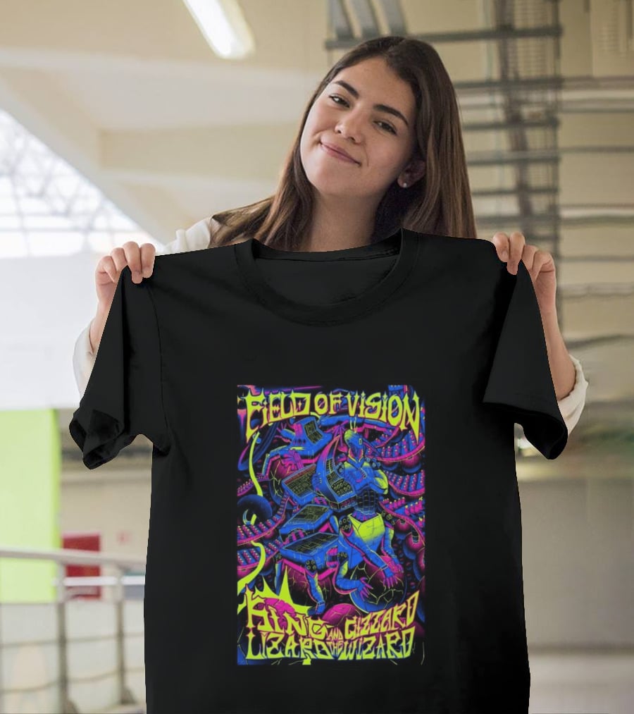 King Gizzard And The Lizard Wizard 2026 Field Of Vision Neon Psychedelic Robot T-Shirt