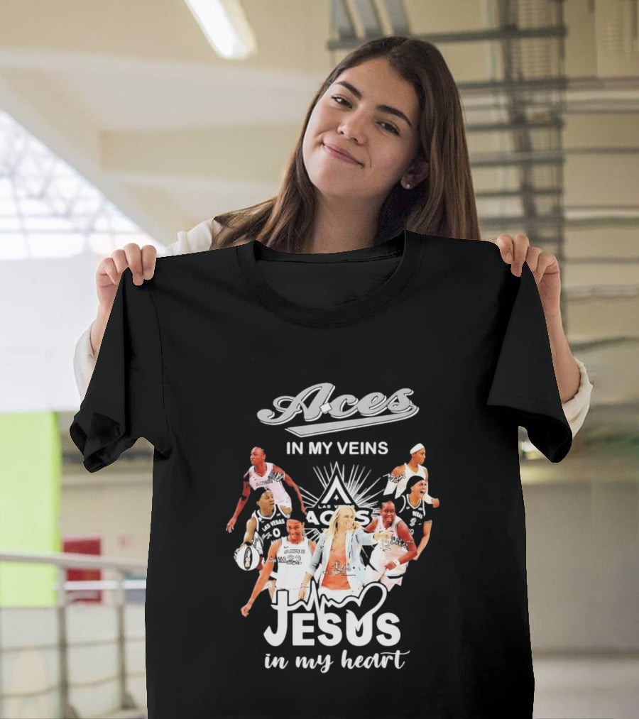 Las Vegas Aces In My Veins Jesus In My Heart WNBA 2026 T-Shirt