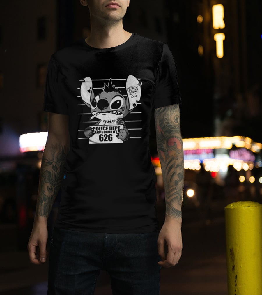Bad Guy Experiment 626 Police Dept Shot Stitch T-Shirt