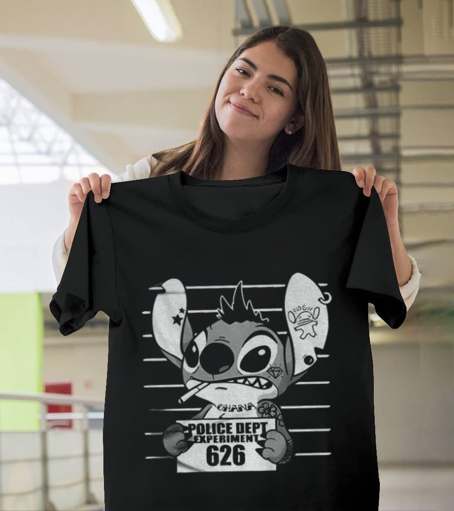 Bad Guy Experiment 626 Police Dept Shot Stitch T-Shirt