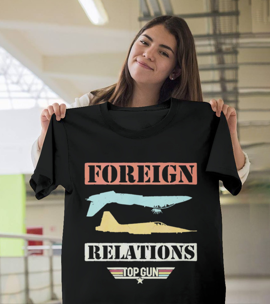 Top Gun Foreign Relations Fighter Jets Distressed Vintage Look T-Shirt