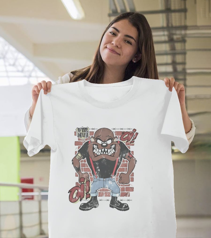 After Death Oi Distressed Skinhead Taz Suspenders Brick Wall T-Shirt