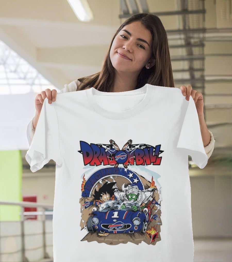 Buffalo Bills Dragon Ball Racing Goku Piccolo Driving Blue Car T-Shirt