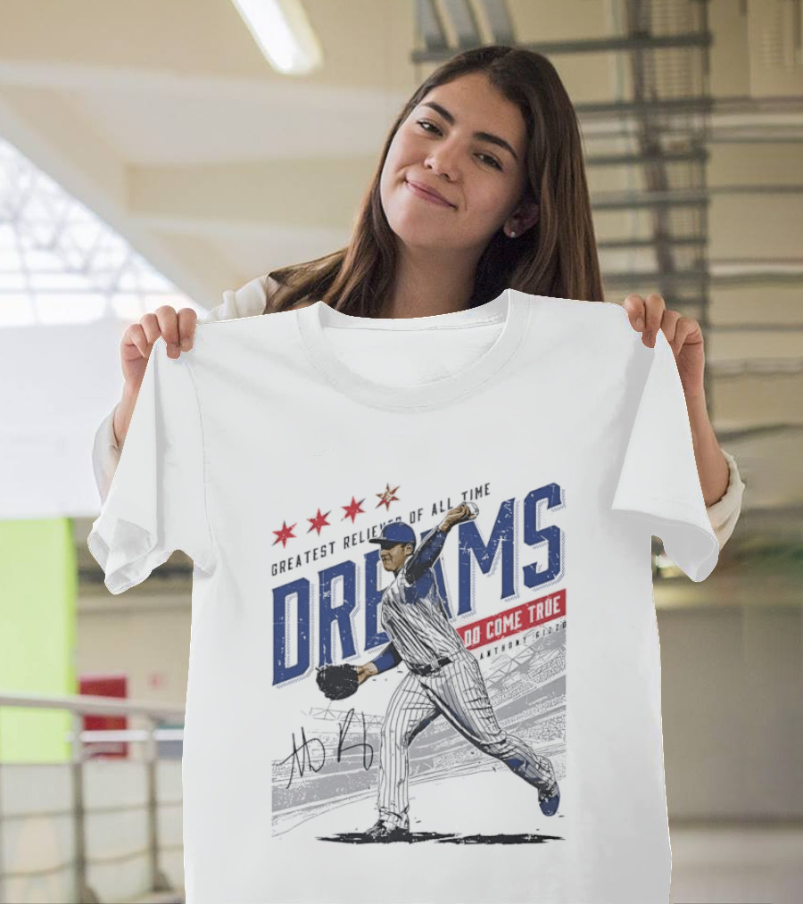 Chicago Cubs Greatest Reliever Of All Time Dreams Do Come True Anthony Rizzo Pitching Stadium Halftone T-Shirt