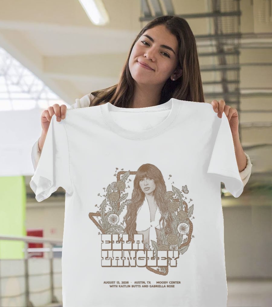 Ella Langley Moody Center 2026 Tour Austin Texas August 13th Vintage Floral Texas Map T-Shirt