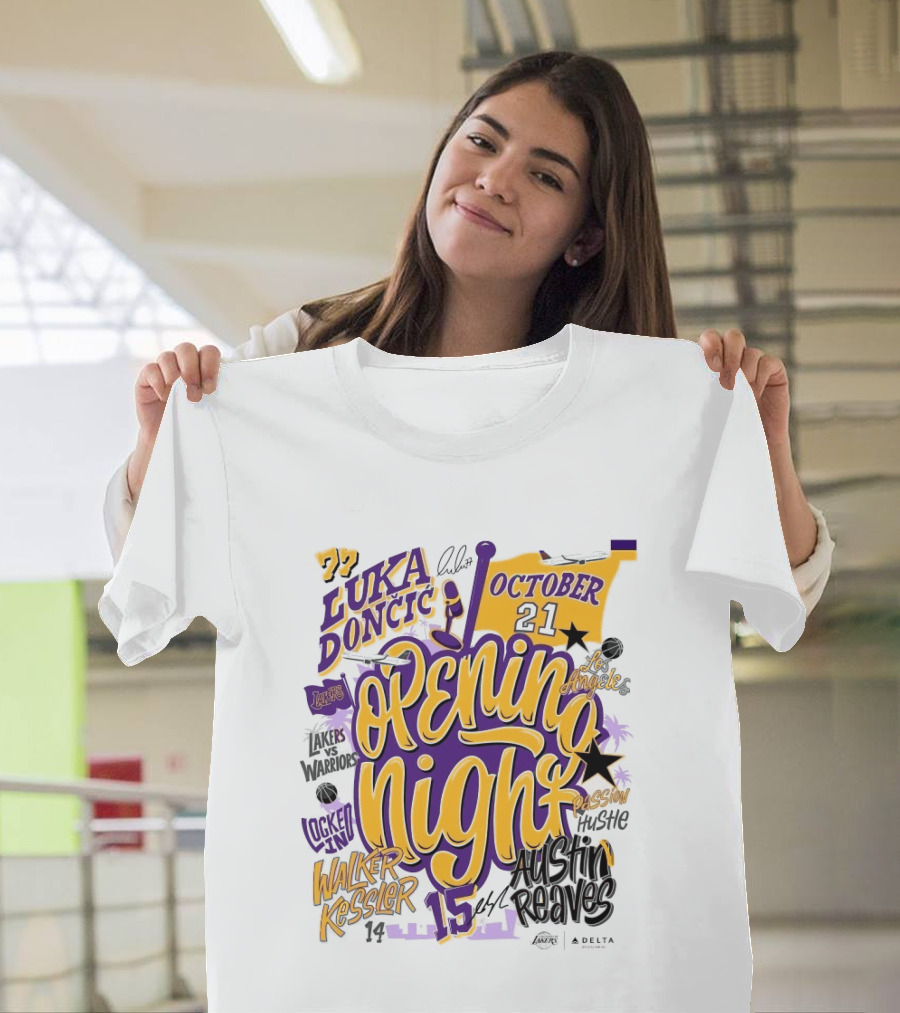 Los Angeles Lakers Luka Doncic Opening Night October 21 Walker Kessler Austin Reaves T-Shirt