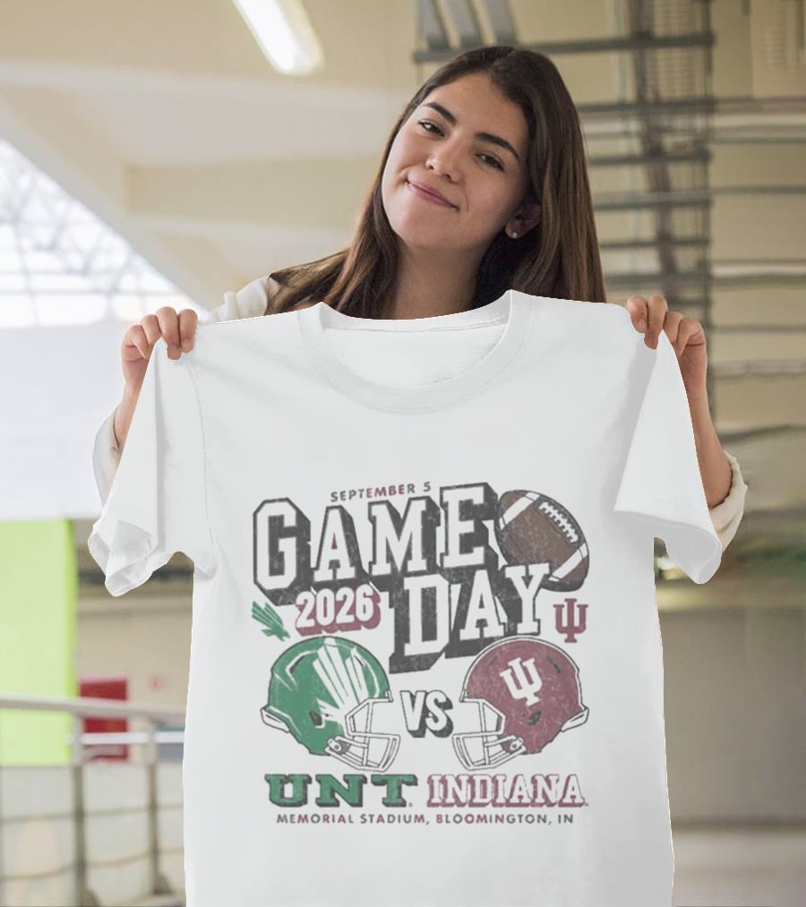 North Texas Mean Green University Of North Texas Vs Indiana Hoosiers Game Day September 5 2026 Memorial Stadium Bloomington T-Shirt