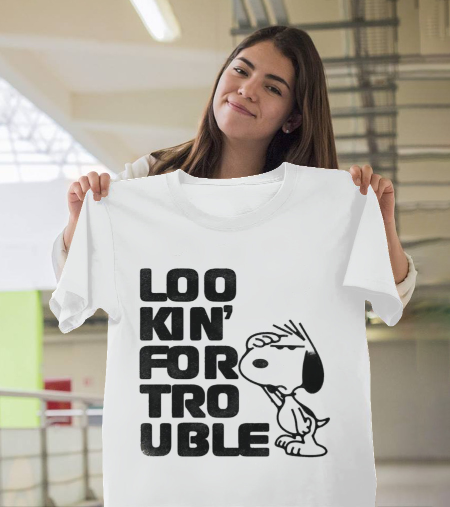 Peanuts Snoopy Lookin' For Trouble Hand Over Eye Distressed T-Shirt