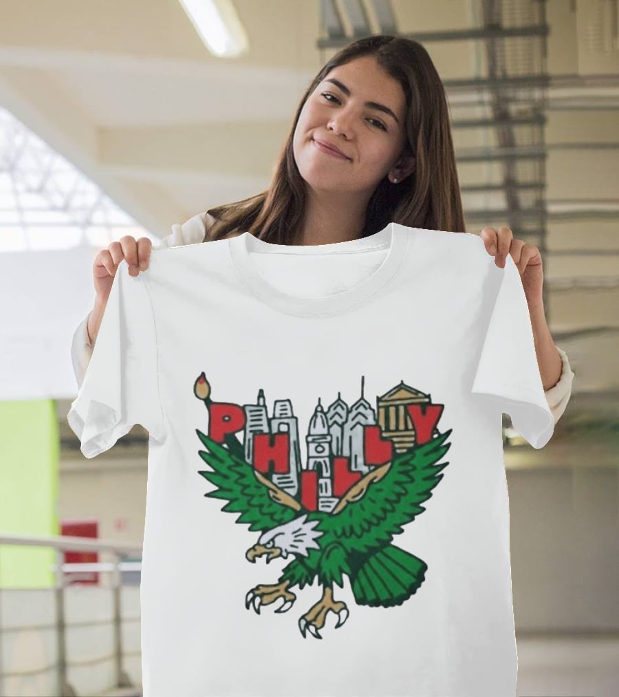 Philly Eagles City Of Brotherly Love Skyline Green Eagle T-Shirt