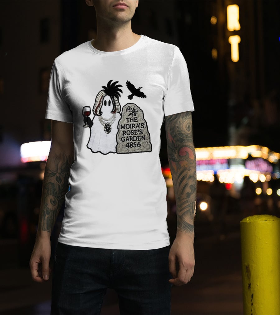 The Moira's Rose's Garden Ghost Wine Glass Tombstone Crow 4836 Wig T-Shirt