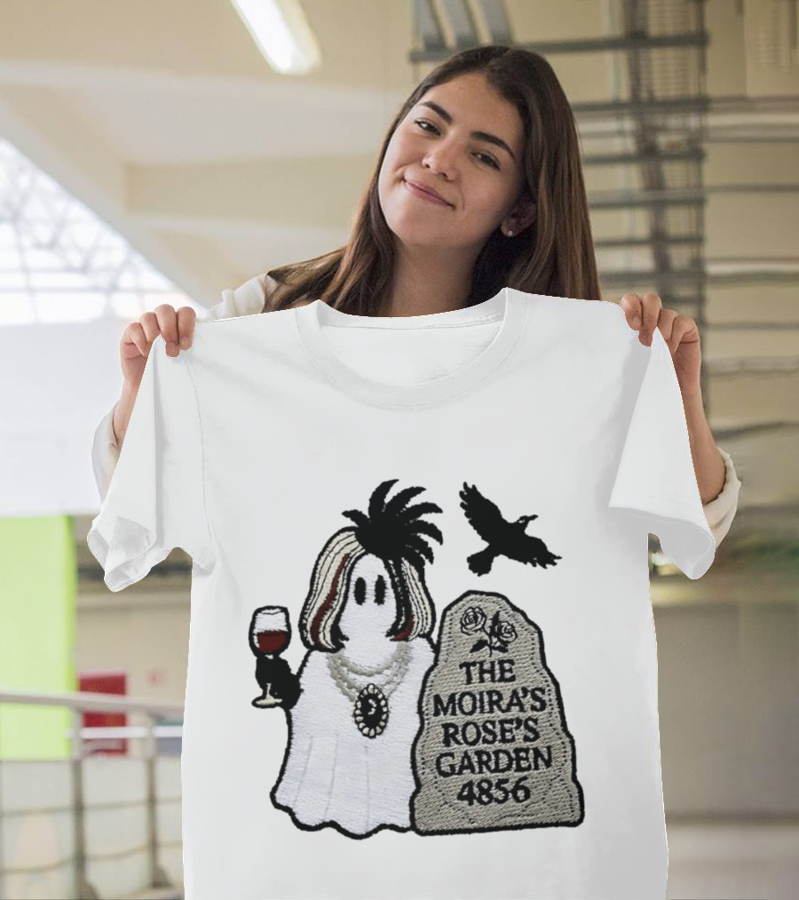 The Moira's Rose's Garden Ghost Wine Glass Tombstone Crow 4836 Wig T-Shirt