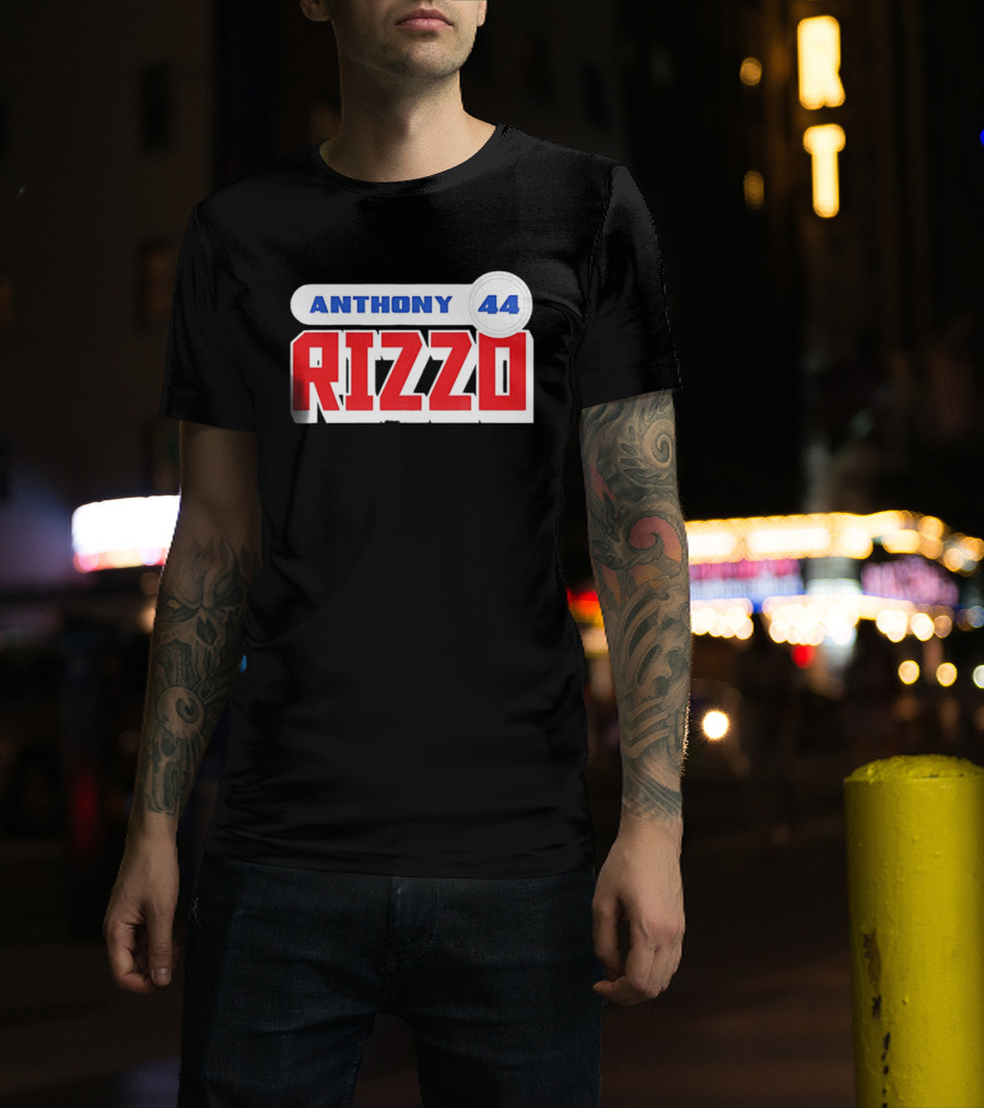 Anthony Rizzo 44 Red Blue Block Jersey Number T-Shirt