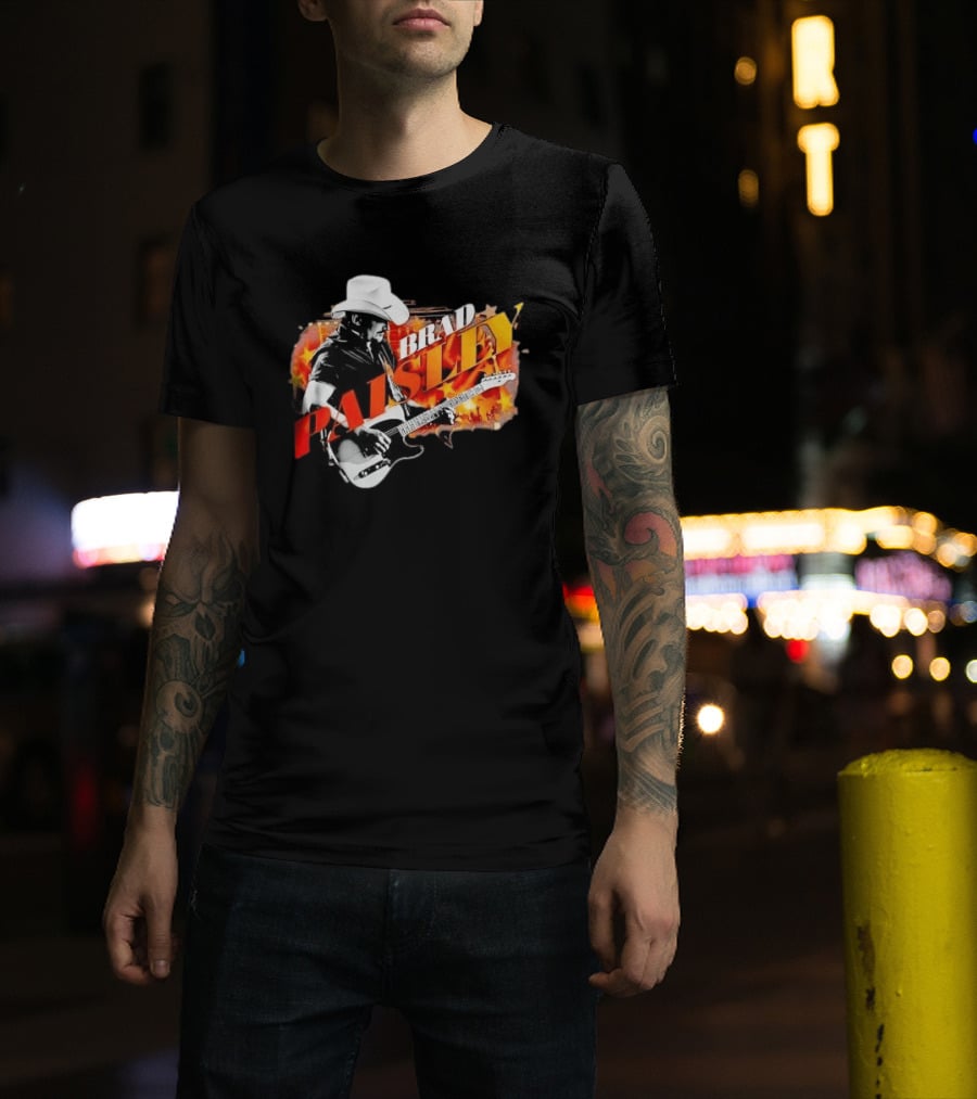 Brad Paisley Cowboy Hat Electric Guitar Musician Scene T-Shirt