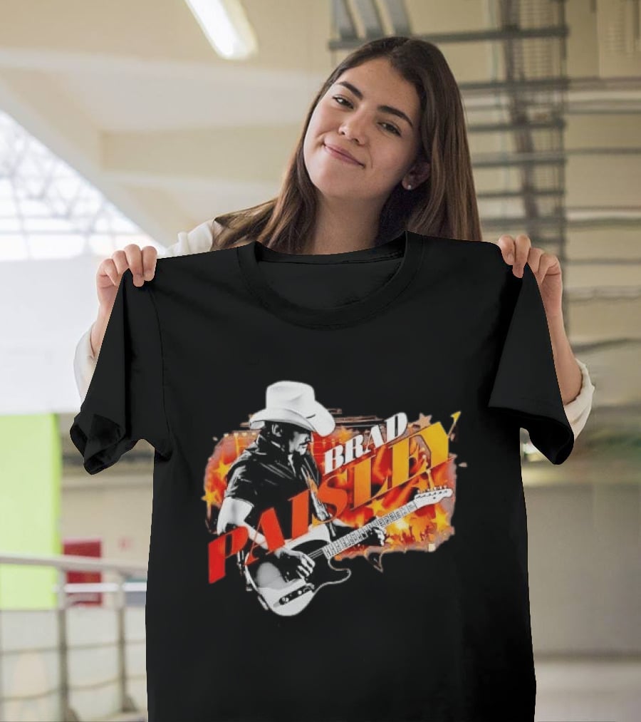 Brad Paisley Cowboy Hat Electric Guitar Musician Scene T-Shirt