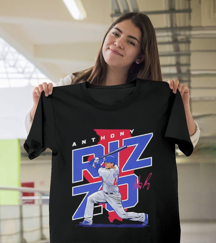 Anthony Rizzo 44 Chicago Cubs Batting Illinois Map T-Shirt