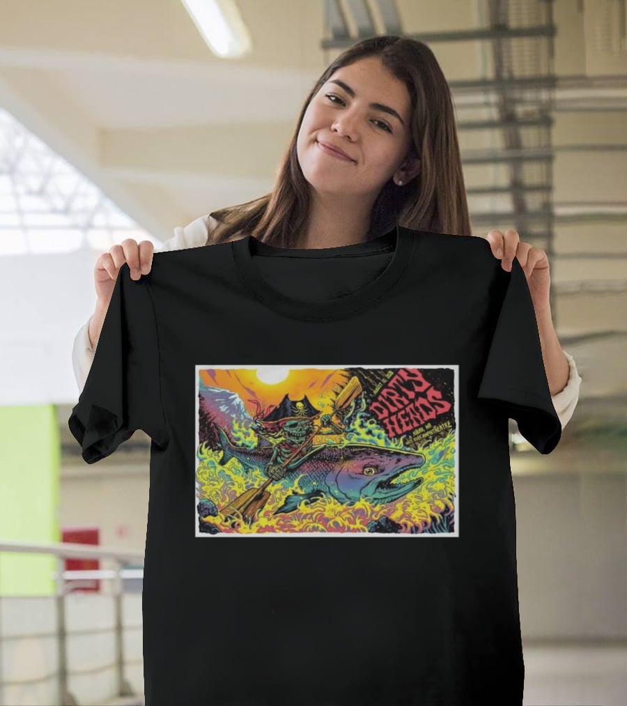Dirty Heads Aug 13 2026 Skeleton Pirate Riding Fish White River Amphitheatre Auburn WA T-Shirt