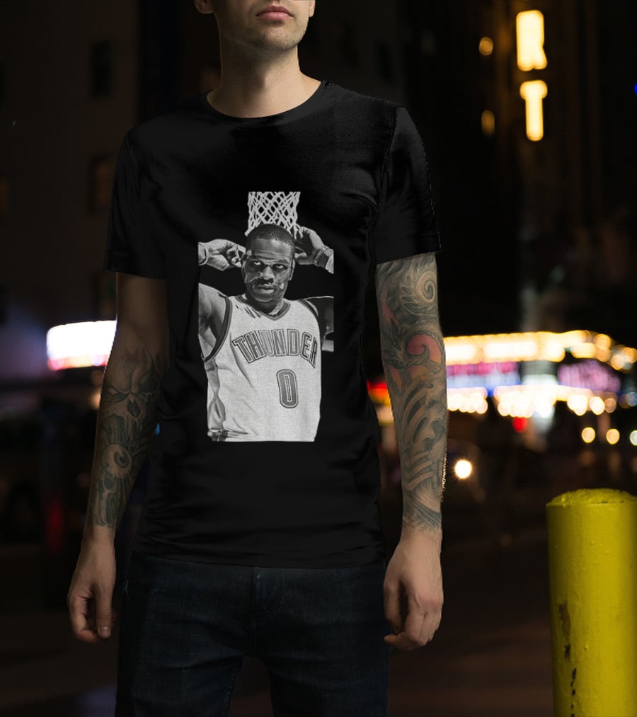 Russell Westbrook Masked OKC Thunder Basketball Legend Iconic Number 0 T-Shirt