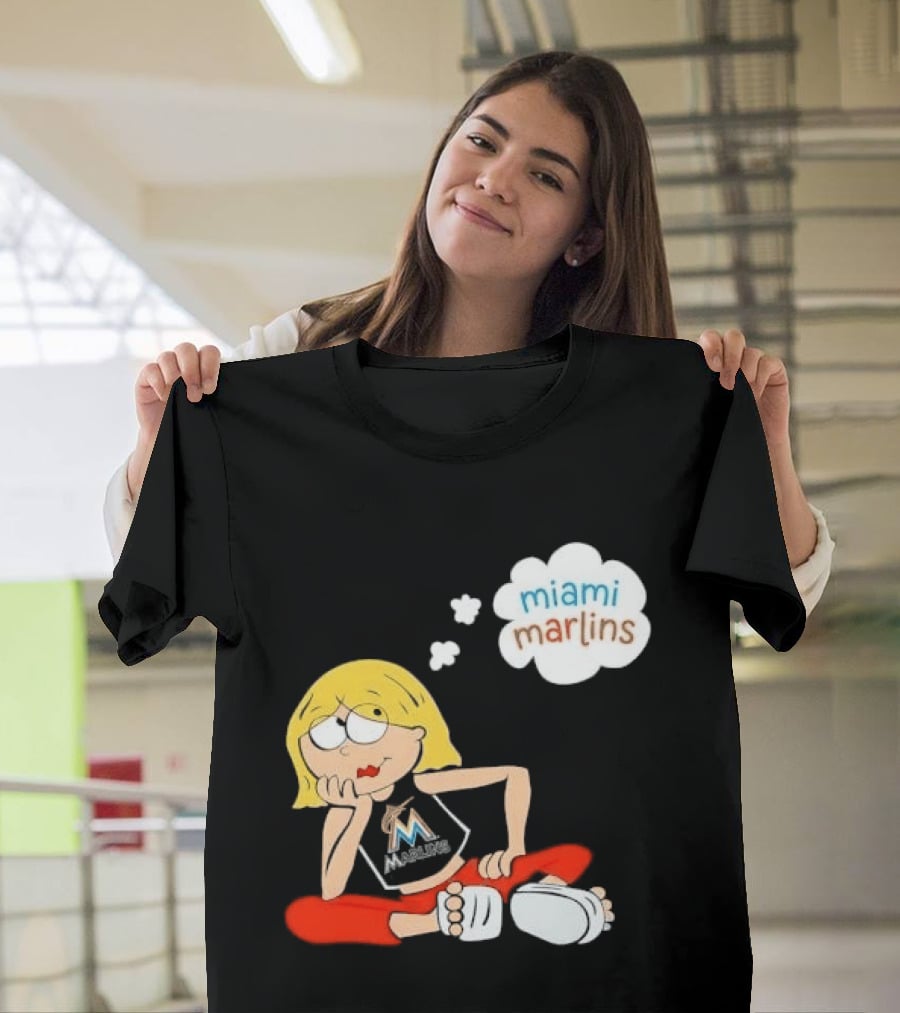 Miami Marlins MLB Cartoon Lizzie McGuire Blonde Girl Fan T-Shirt