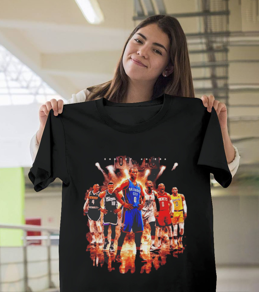Russell Westbrook Oklahoma City NBA Career Retrospective With Team Jerseys T-Shirt
