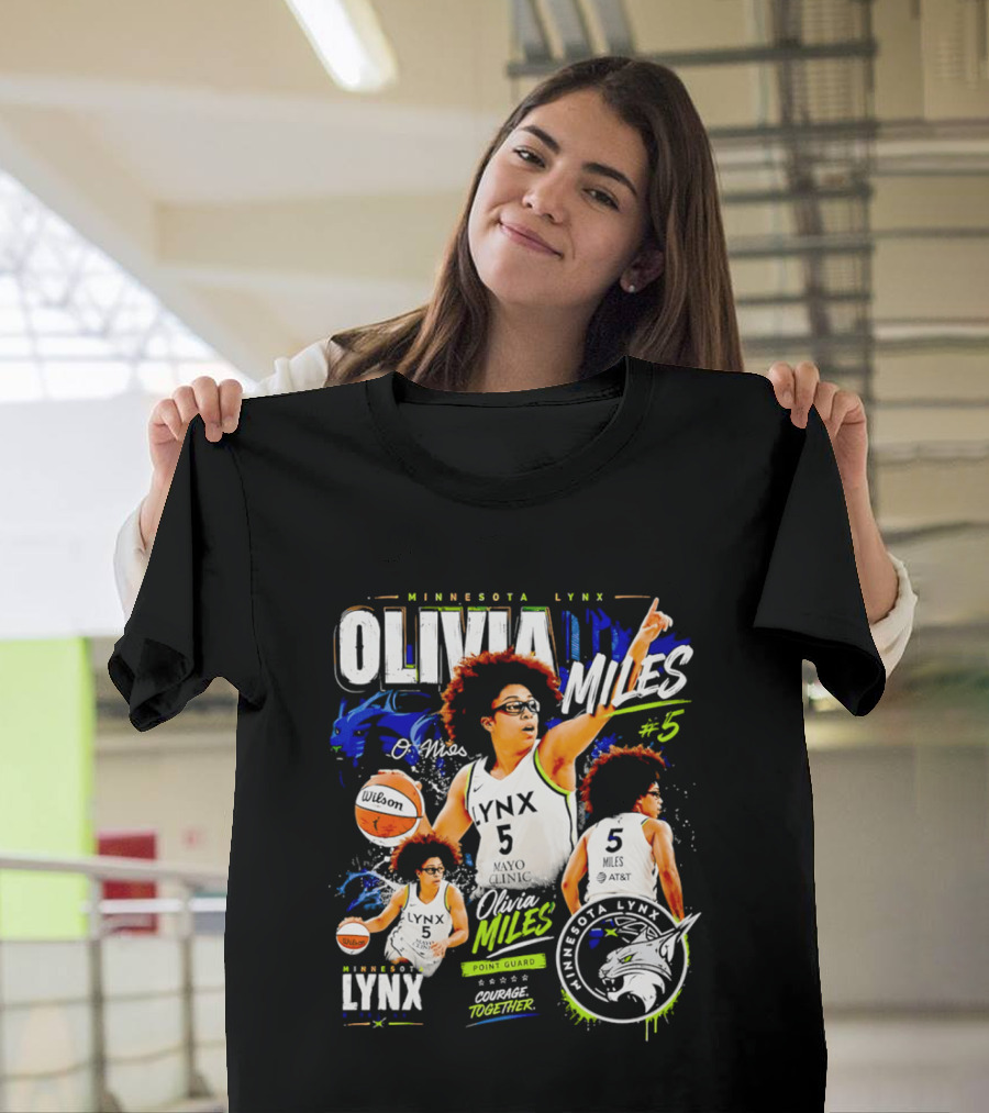 Minnesota Lynx Olivia Miles Number 5 Courage Together Basketball Player T-Shirt