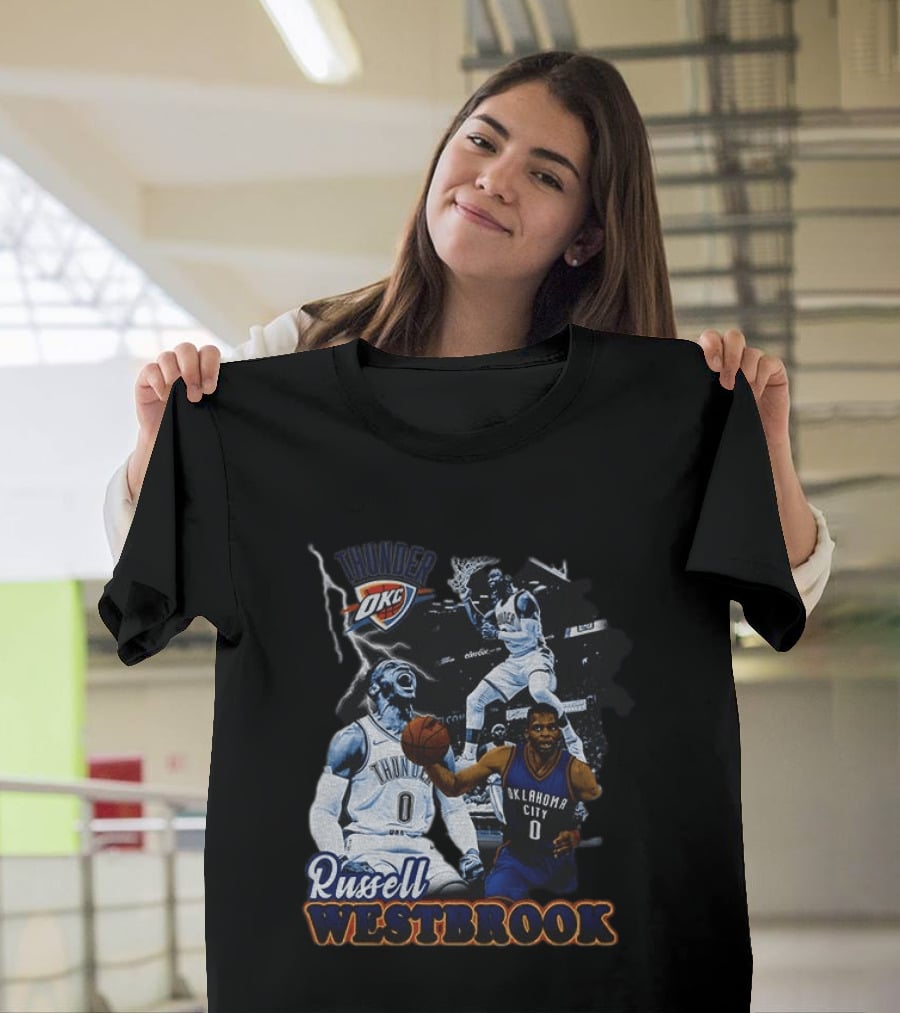 Russell Westbrook OKC Thunder Basketball Legend Collage T-Shirt