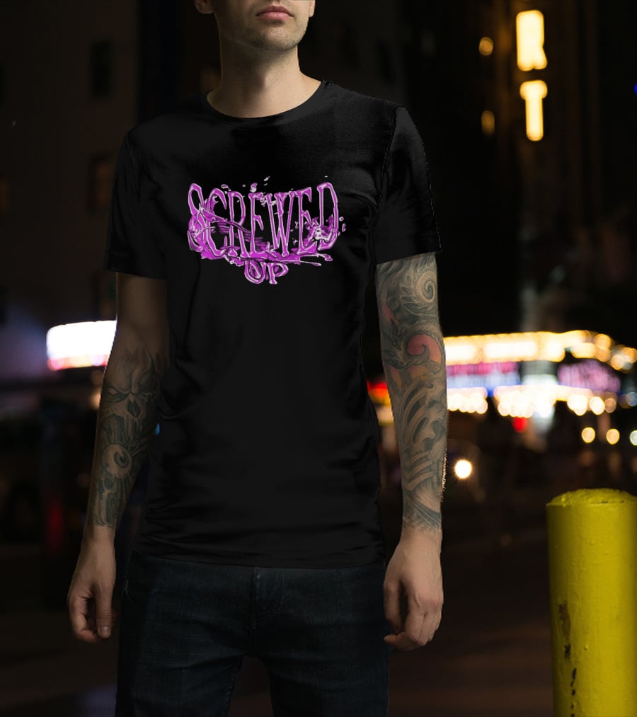 Screwed Up Purp Splash Effect T-Shirt