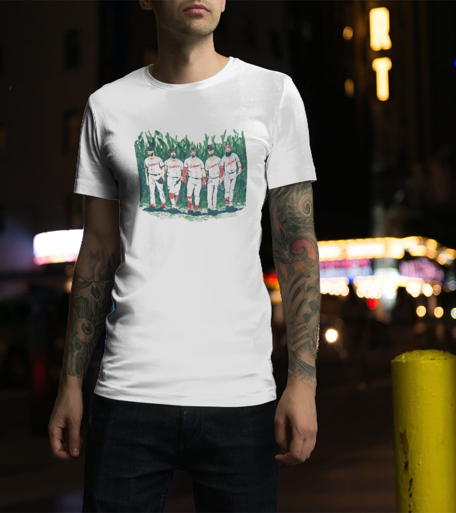 Cleveland Guardians Field Of Dreams Game 2026 Is This Heaven Baseball Players Walking In Cornfield T-Shirt
