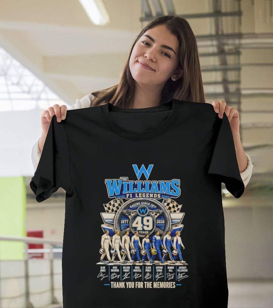Williams F1 Legends Racing 49 Years 1977 2026 Thank You For The Memories T-Shirt