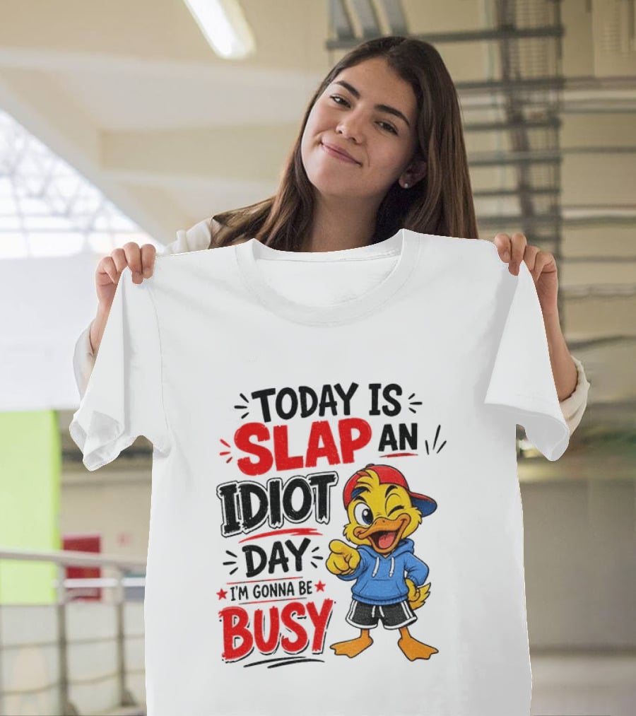 Today Is Slap An Idiot Day Duck I'm Gonna Be Busy T-Shirt