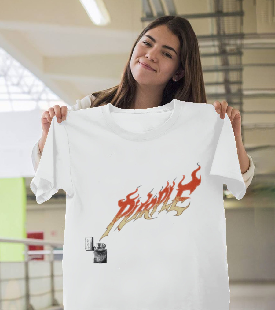 Purple Light My Fire Flame Zippo T-Shirt