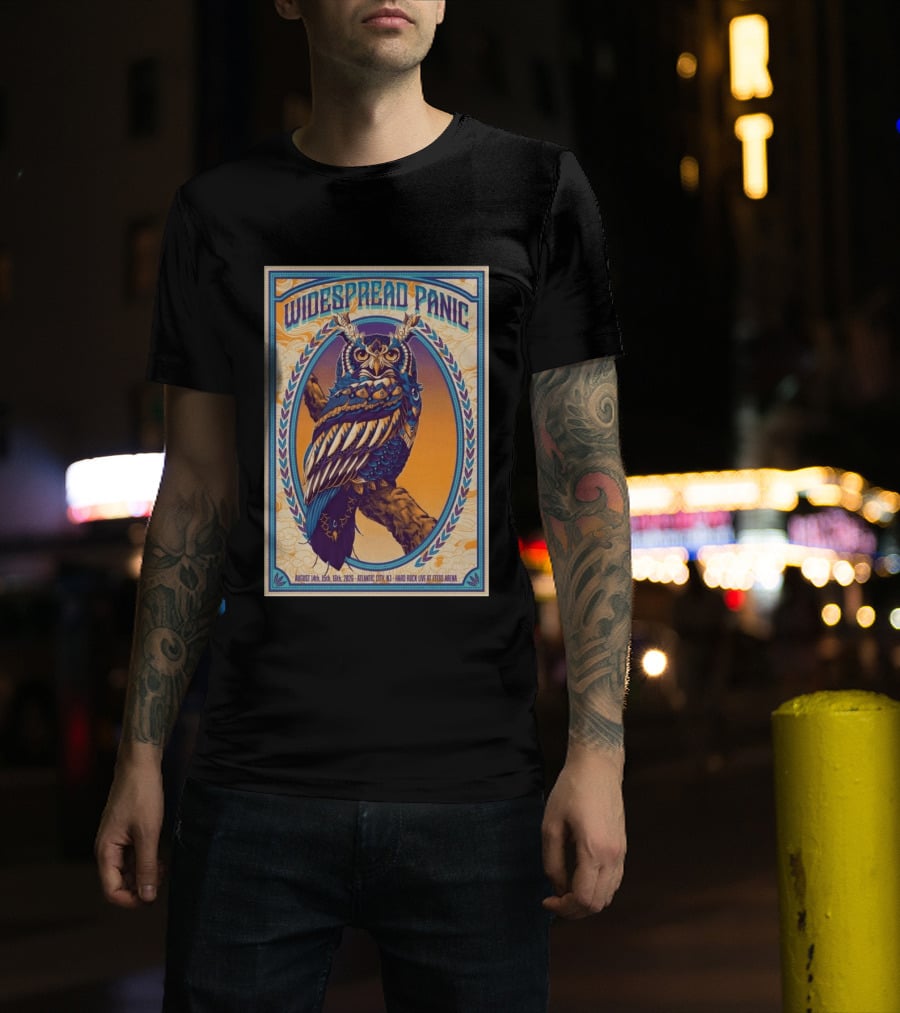Widespread Panic Atlantic City August 14 16 2026 Hard Rock Live At Etess Arena Owl T-Shirt