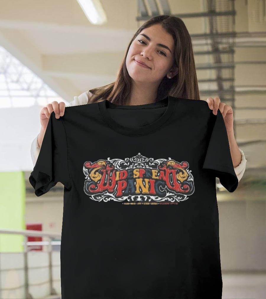 Widespread Panic Aug 14 16 2026 Atlantic City NJ Tour Dates Black And Red Ornate T-Shirt