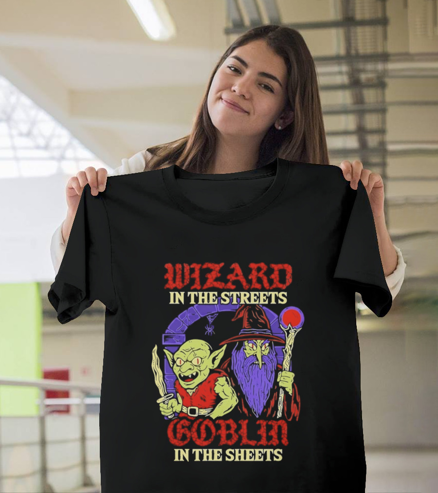 Wizard In The Streets Goblin In The Sheets Funny Fantasy Duo T-Shirt