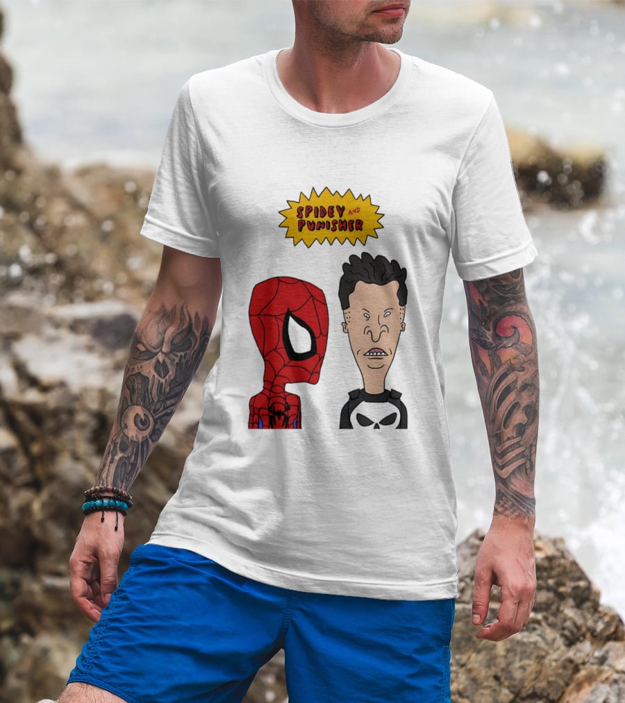Beavis And Butt Head Spider Man Punisher Parody Marvel Mashup T-Shirt