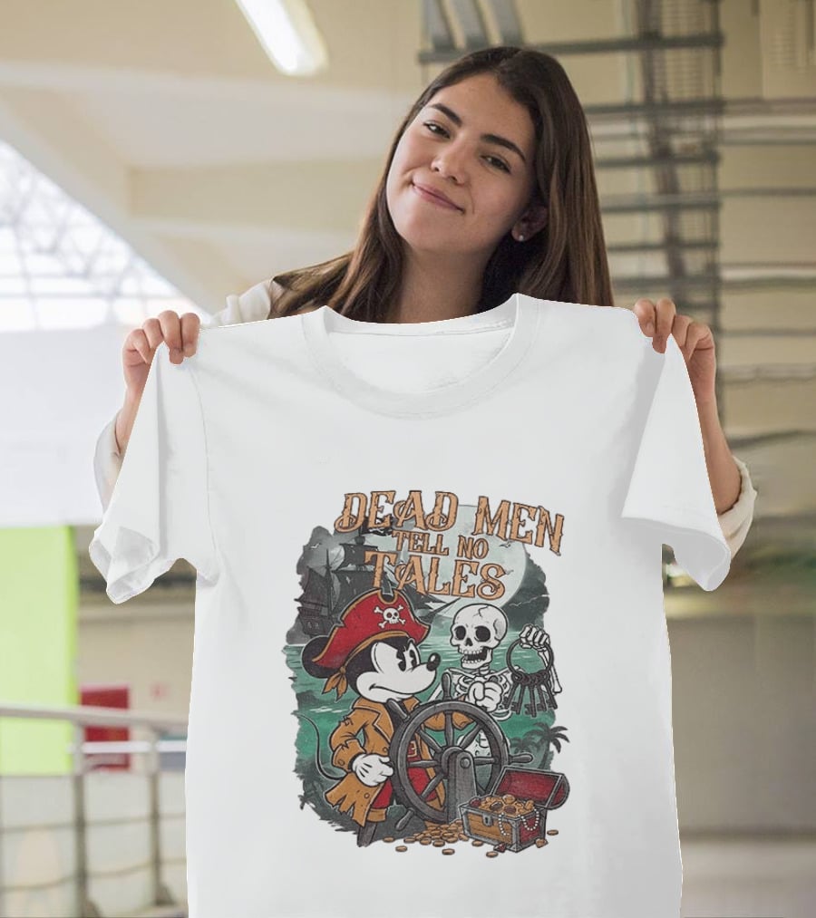 Mickey Mouse Pirate Skeleton Dead Men Tell No Tales Halloween Fantasy Adventure T-Shirt