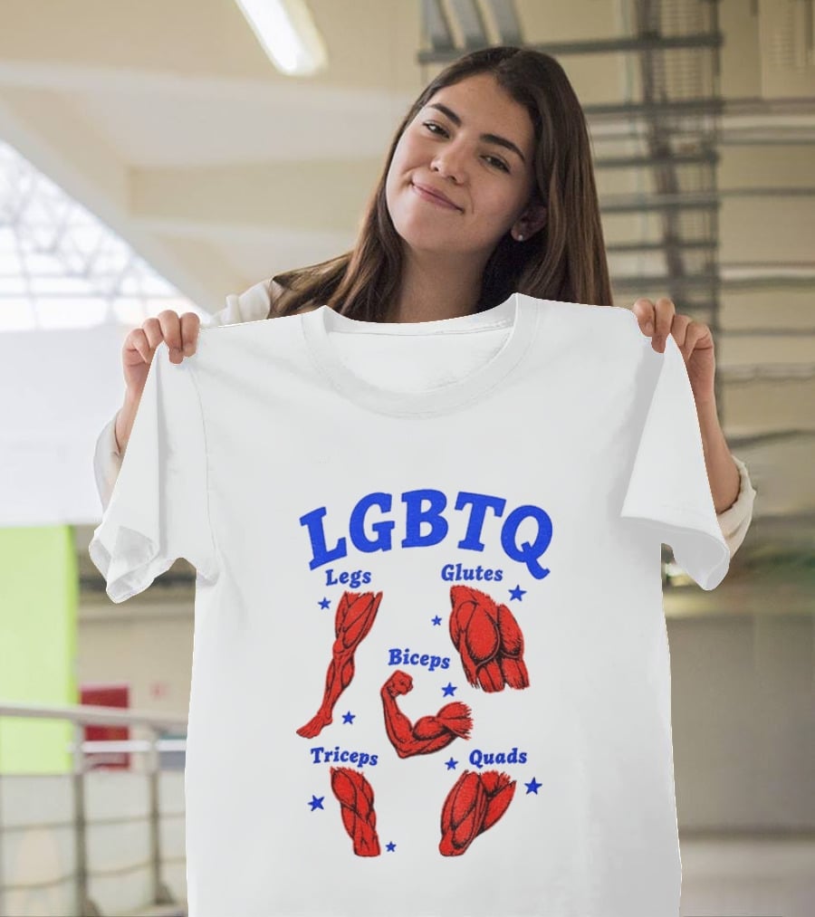 LGBTQ Muscular Anatomical Legs Glutes Biceps Triceps Quads Workout T-Shirt