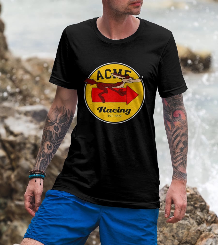 Acme Racing Wile E. Coyote Rocket Est 1949 Retro Cartoon T-Shirt